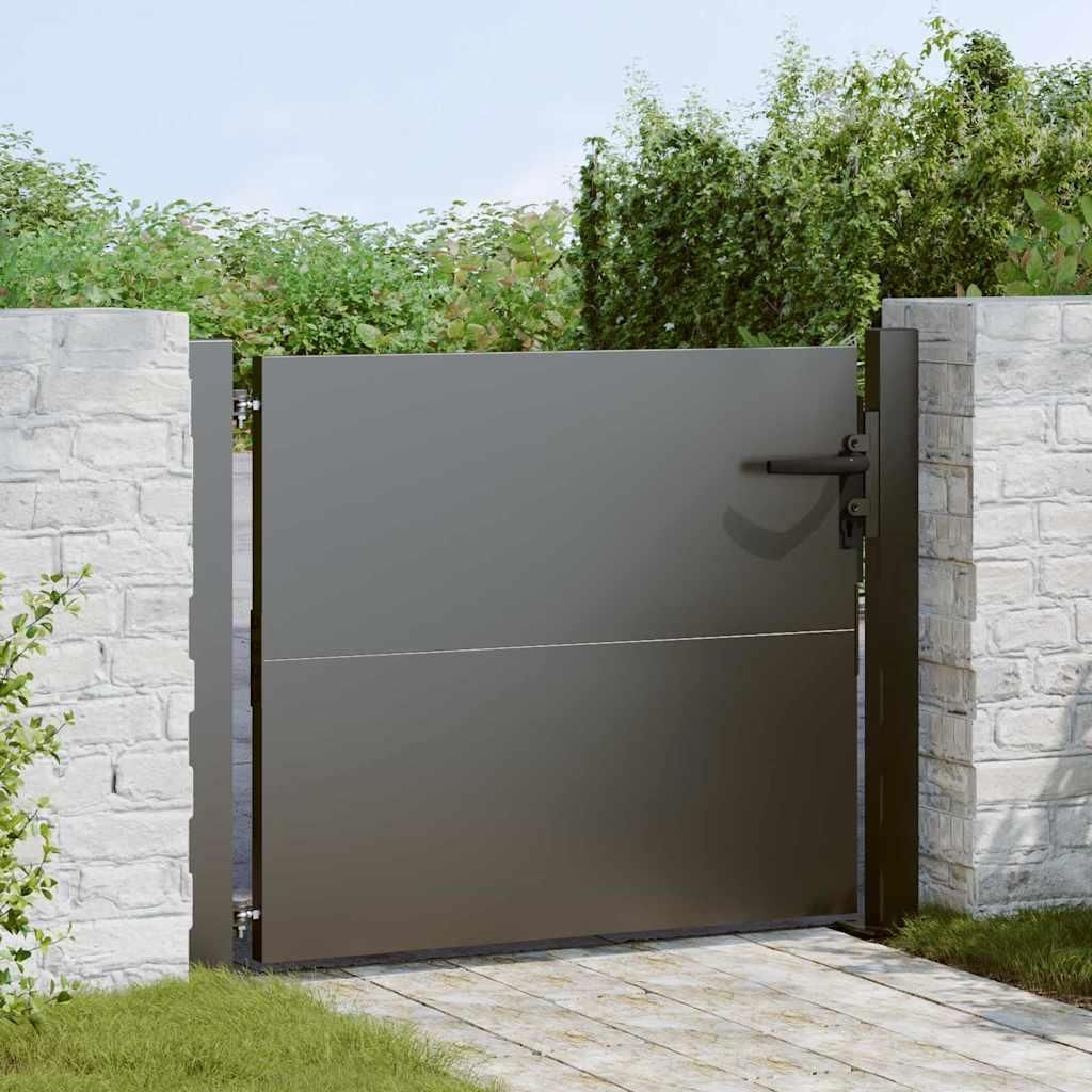 Gartentor Schwarz 110 x 105 cm Pulverbeschichteter Stahl
