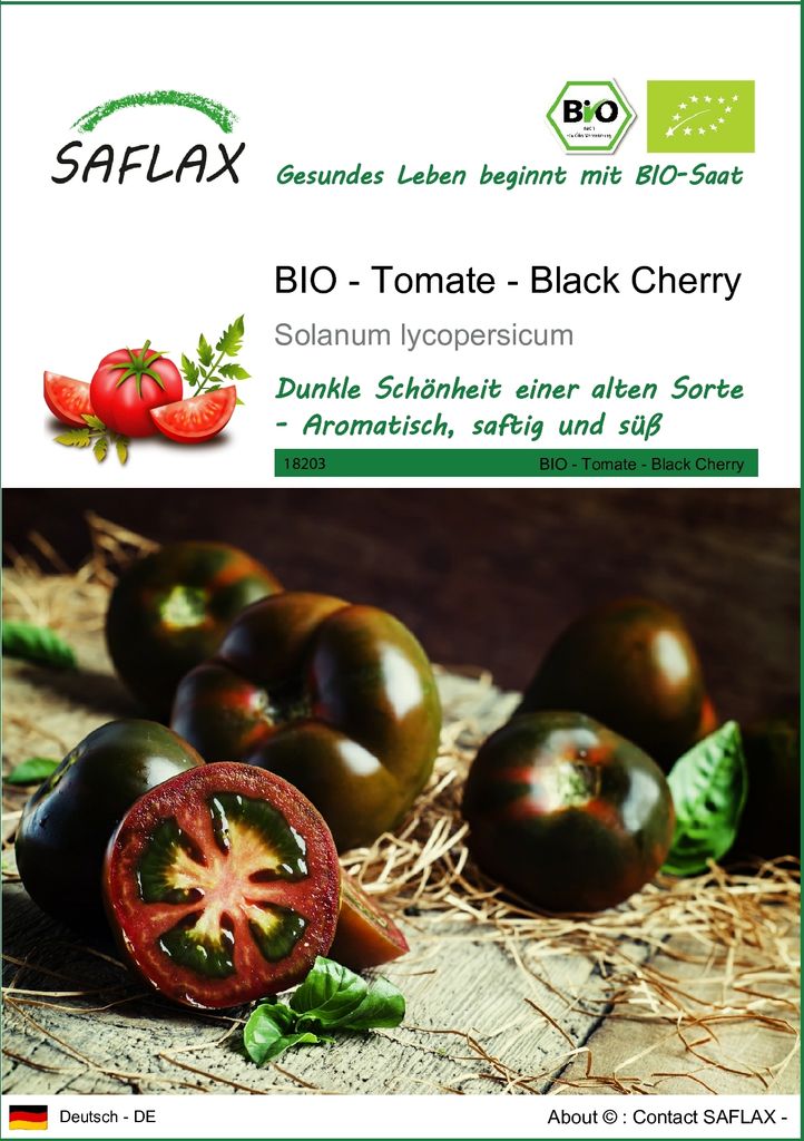 SAFLAX - BIO - Tomate - Black Cherry - 10 Samen - Solanum Produktbild 