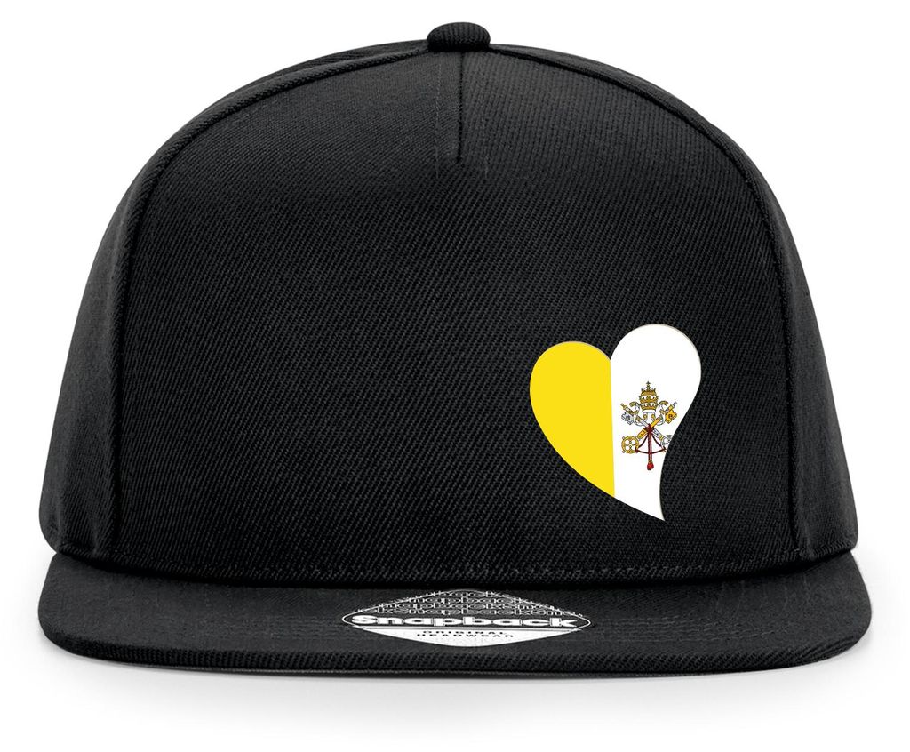 Huuraa Cappy Mütze Vatikanstadt Flagge Herz Black Polyester Snapback Kappe Geschenkidee