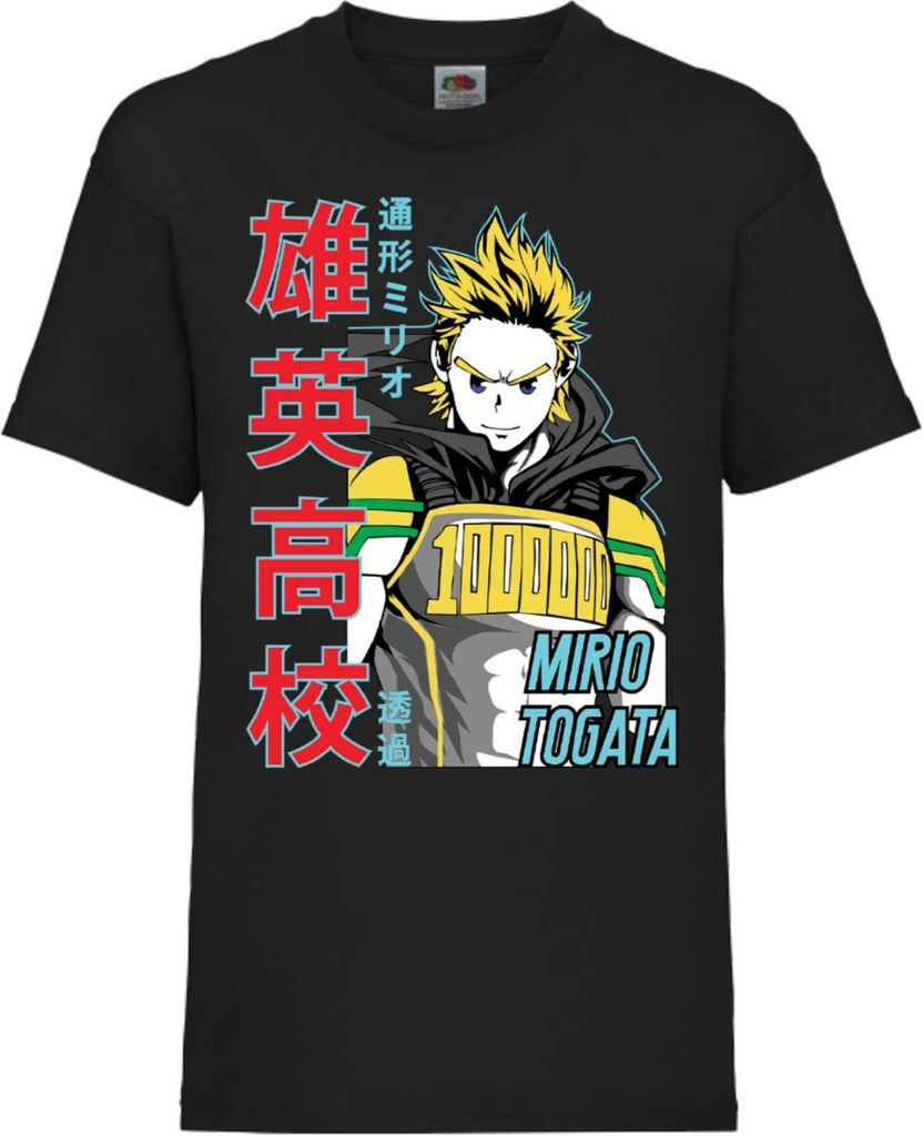 Kinder T-Shirt My Hero Anime Academia Mirio Togata 02 My Hero Togata, 9-11 Jahr - 140 / Schwarz