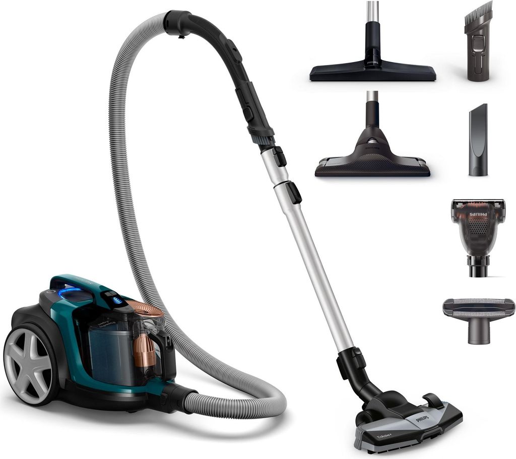 Philips PowerPro Expert Beutelloser Staubsauger, Turbobürste, 99.9 % Staubaufnahme, 900 W, Türkis (FC9744/09)