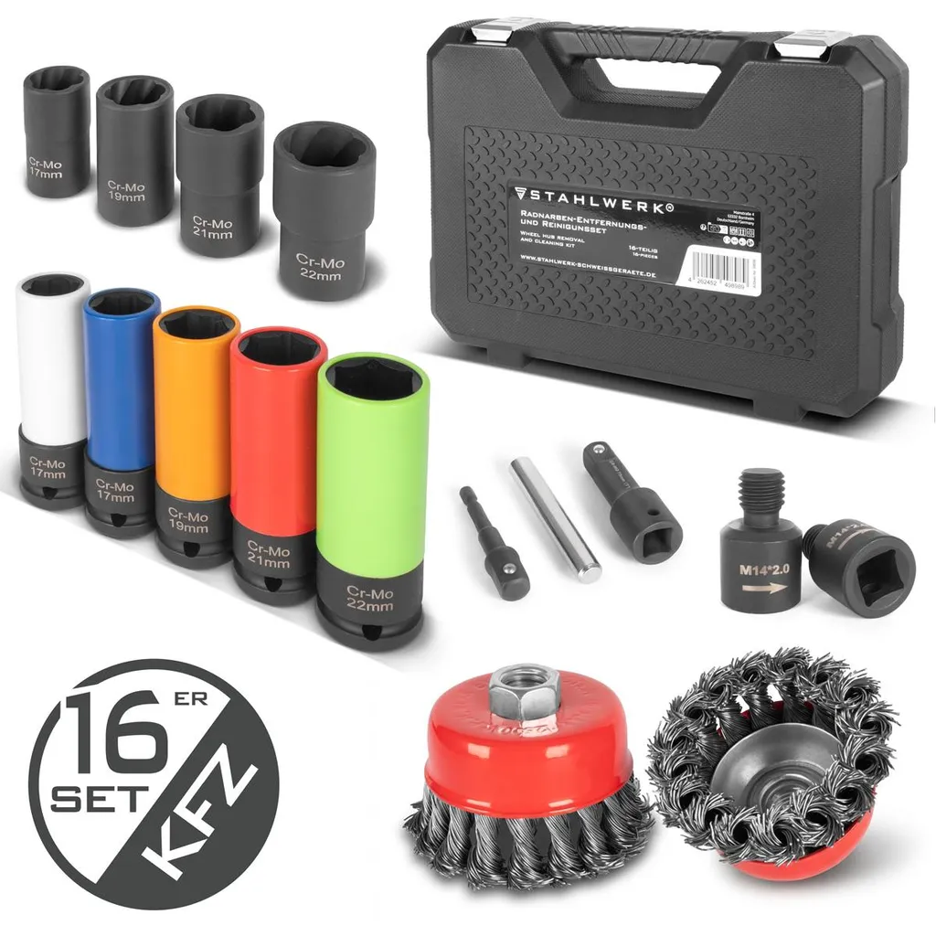 Kit Démontage de Roue Complet avec Douilles 17 22 mm et Brosses