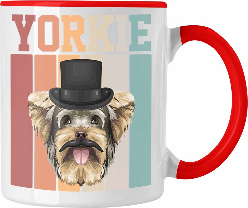 Trendation - Yorkie Besitzer Tasse Geschenk Lustiger Spruch Geschenkidee Retro Vinatge Yorkie (Rot)