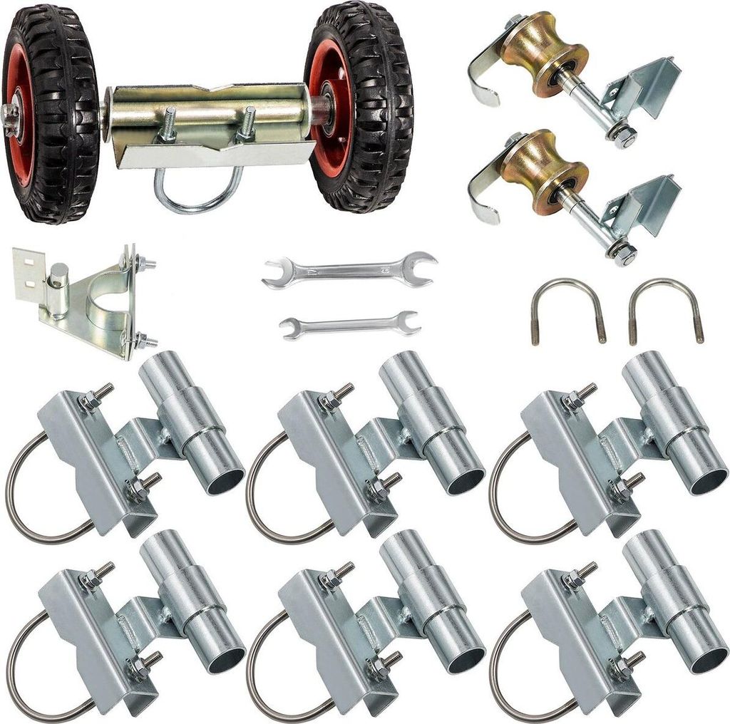 Chain Link Rolling Gate Kit Galvanized Steel Rolling Fence 6 Universal Track Bracket Chain Link Rolling Gate Hardware Kit 2 Solid Rubber Wheels Fen...