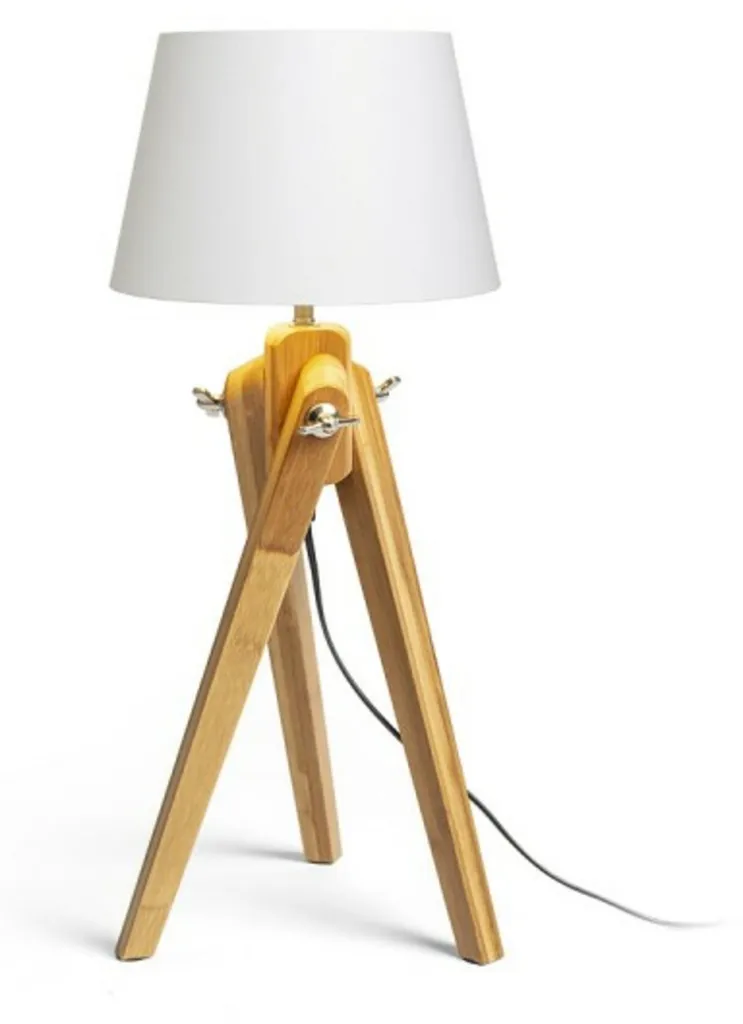 AMBITUS ALVIS 24 Lampe à poser crème blanc et bambou LED E27 11W