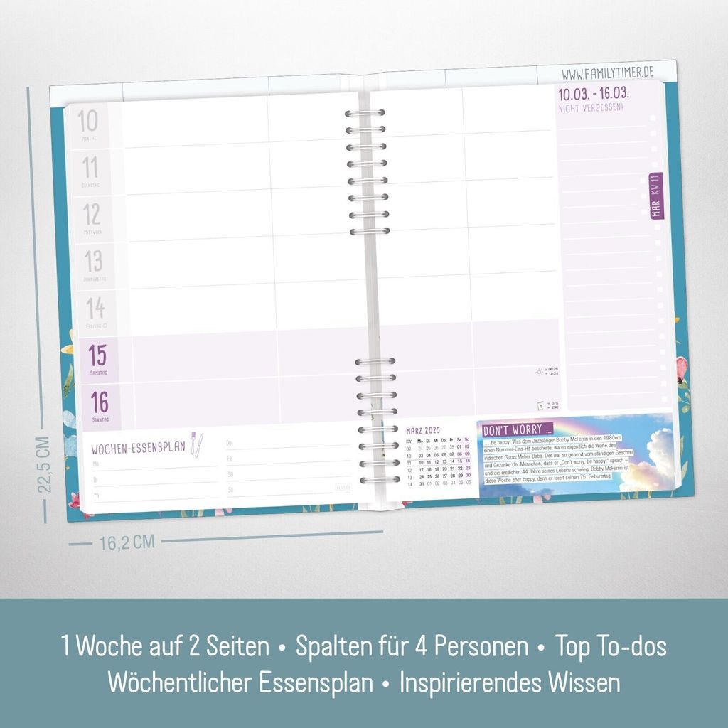 Family-Timer 2025 / 12 Monate / Happy Flower / Häfft-Verlag Produktbild 3