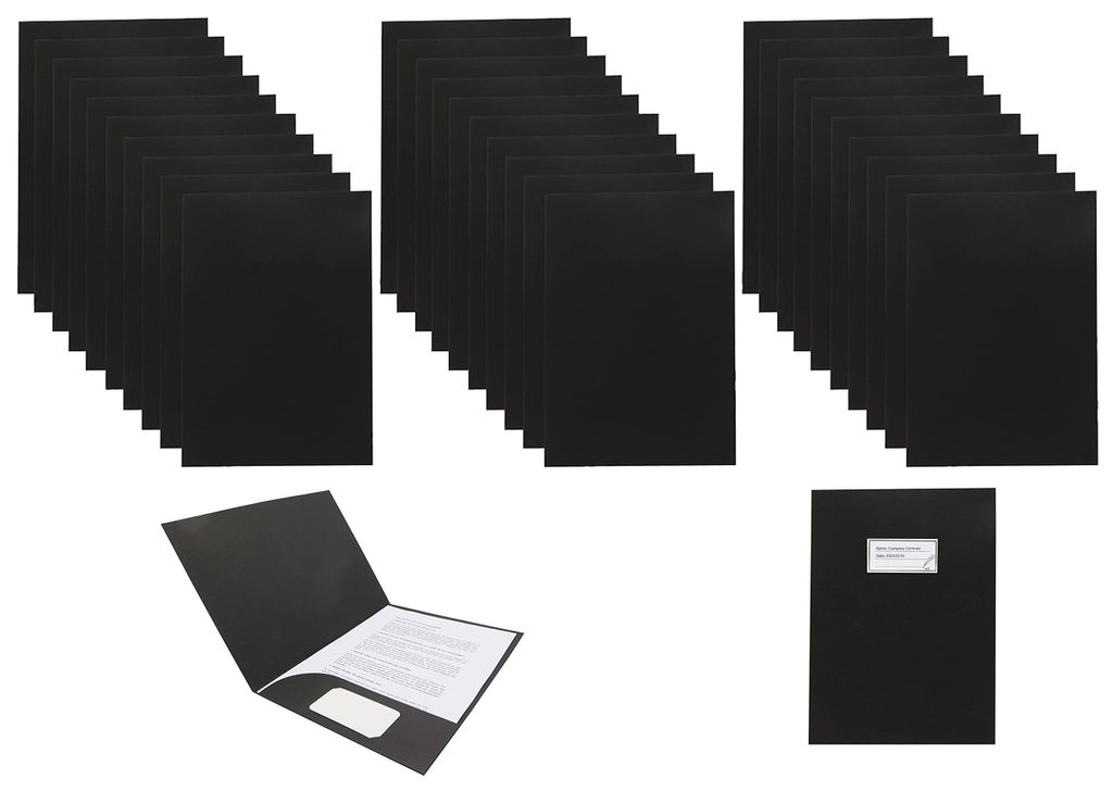 Set mit 30 Präsentationsmappen im A4-Format aus 320 g/m² Kraftpapier (schwarz).