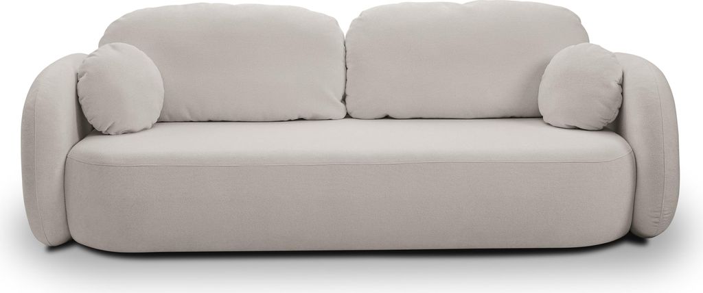 Sofa AMICO mit Schlaffunktion, Schlafsofa, Wohnzimmersofa, Couch, Soffa, Bettsofa, Bucle-Stoff – Hellgrau SICURO 65