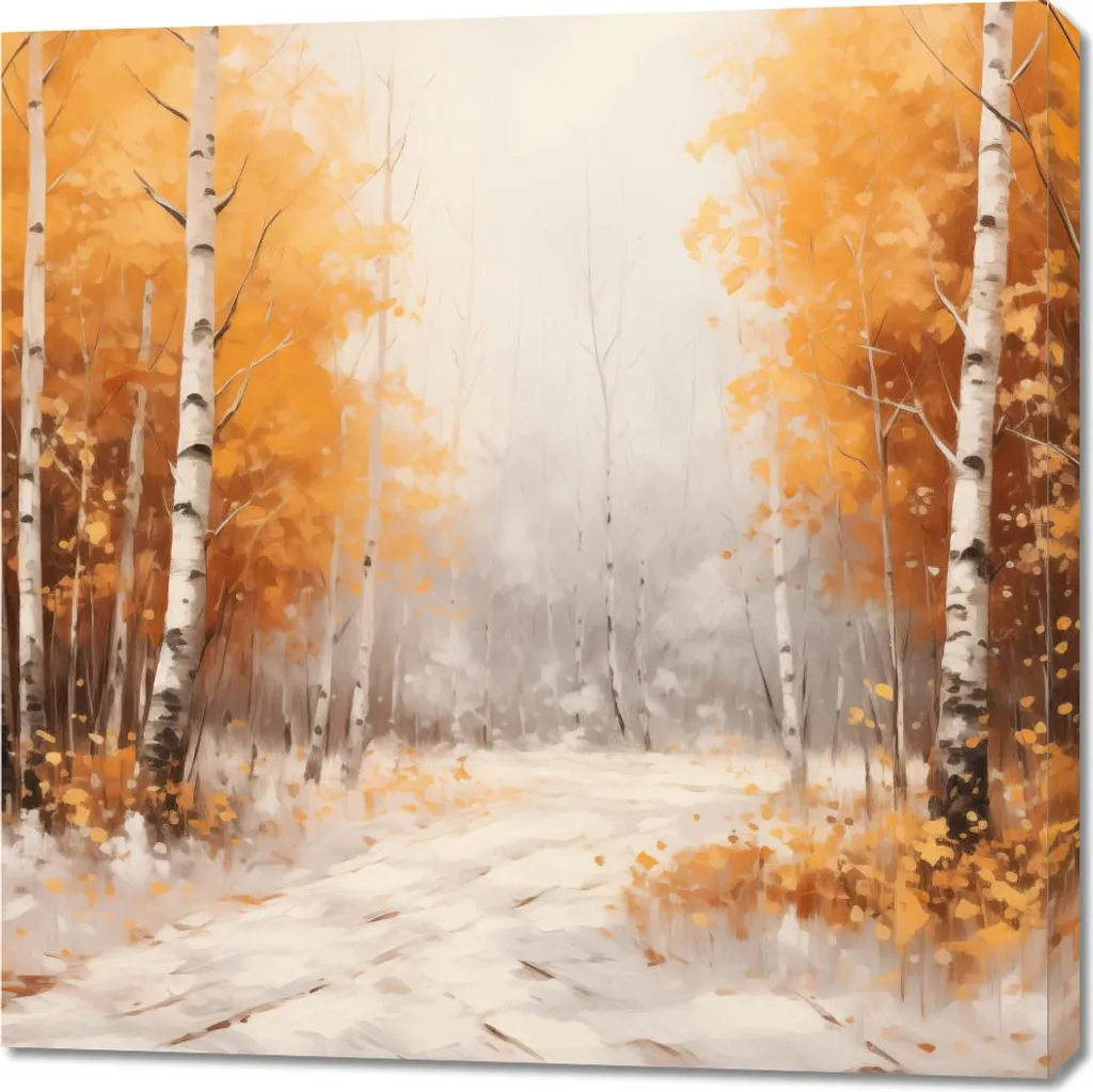 Tableau Bouleaux automnaux 90x90 cm - Égayez vos Murs avec l'Automne