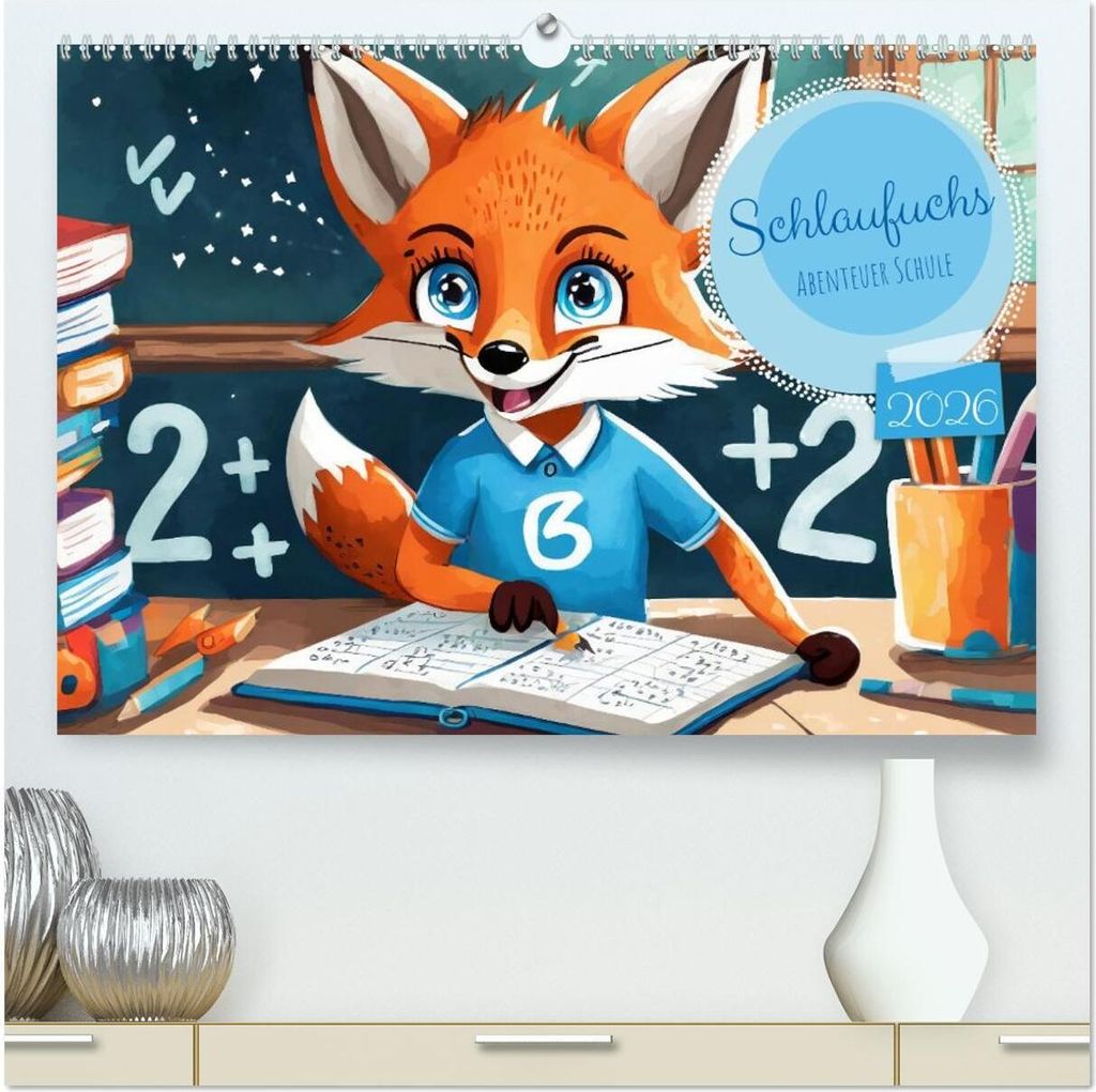 Schlaufuchs - Abenteuer Schule (hochwertiger Premium Wandkalender 2026 DIN A2 quer), Kunstdruck in Hochglanz