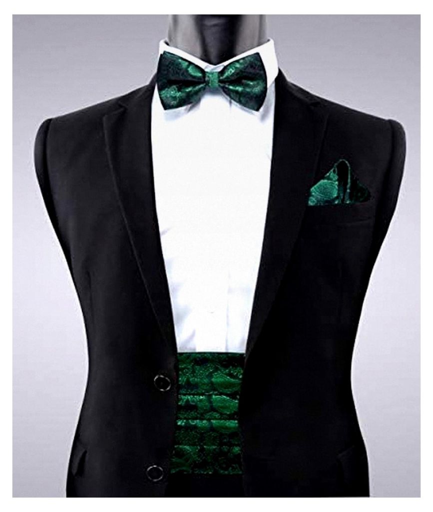Herren Fliege, Kummerbund und Einstecktuch Set mit Geschenkbox