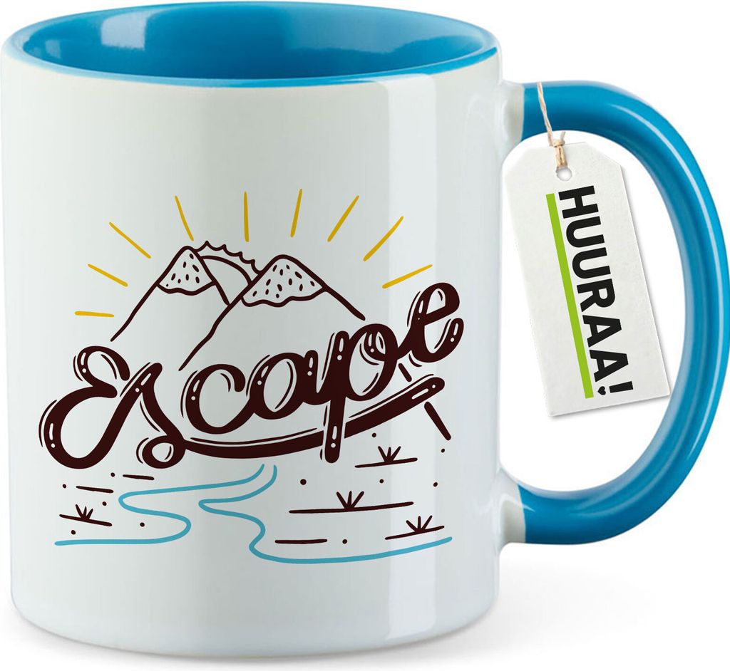 Huuraa Kaffeetasse Escape Berge 330ml Blau Keramik Kaffeebecher Geschenkidee