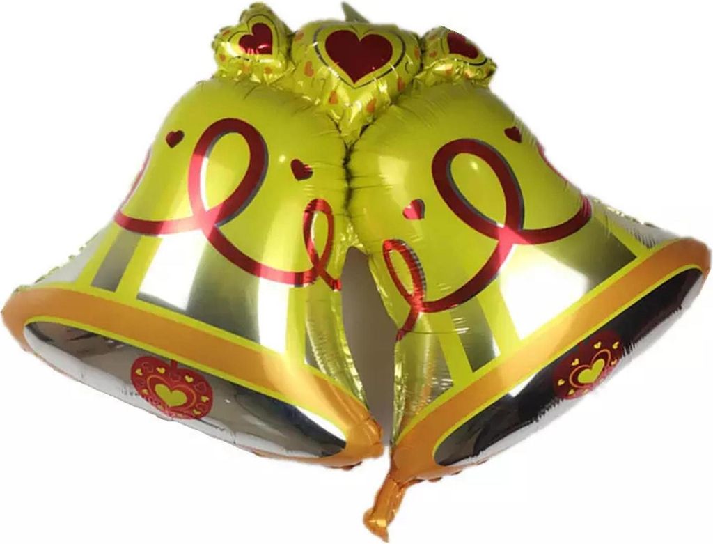 Ballon Noël - Cloches or, env. 89 x 72 cm - Grand XL Père Image du produit 