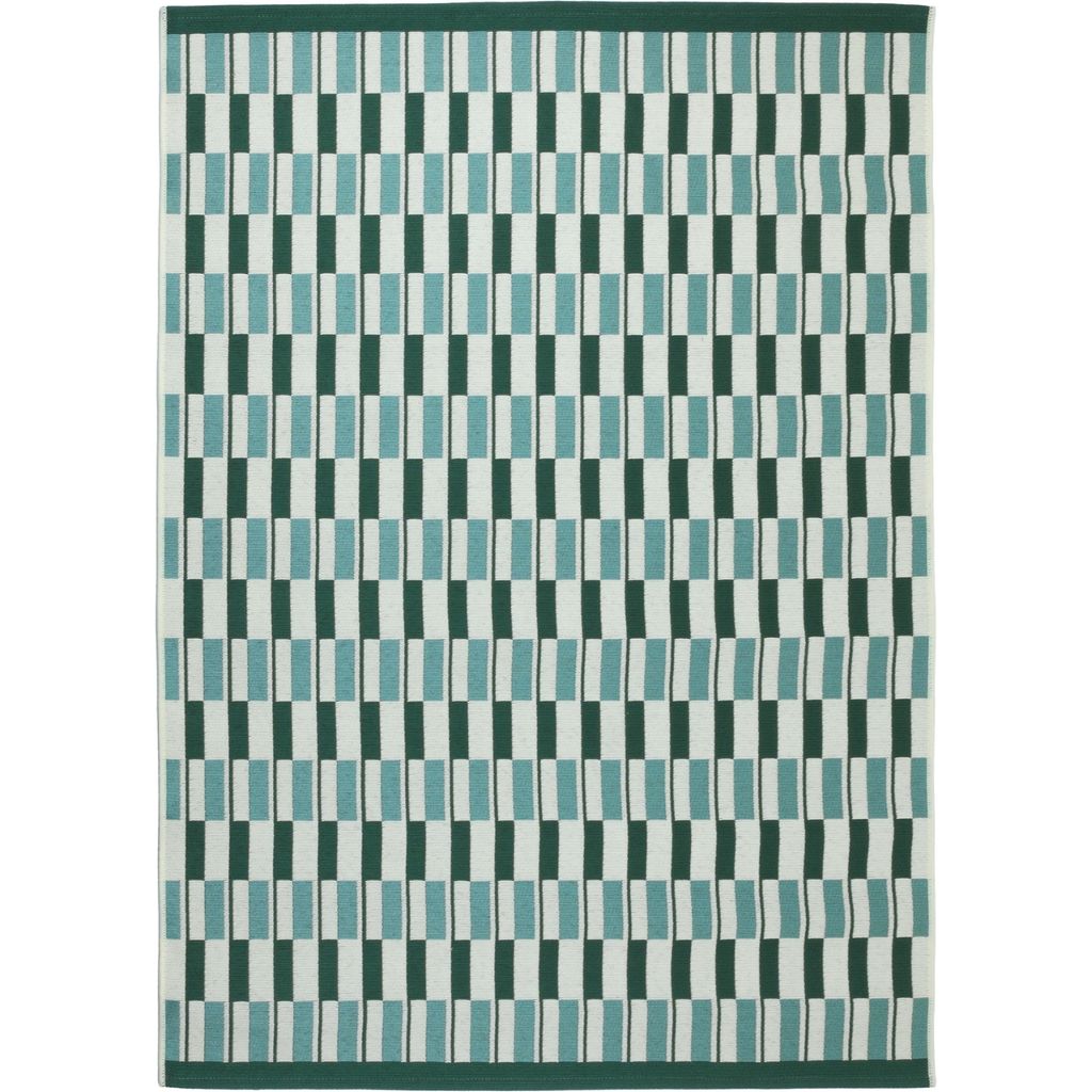 Outdoor-Teppich 200x300 cm Grün - Flachgewebe & Wasserdicht - Geometrisches Muster für Balkon Terrasse Küche