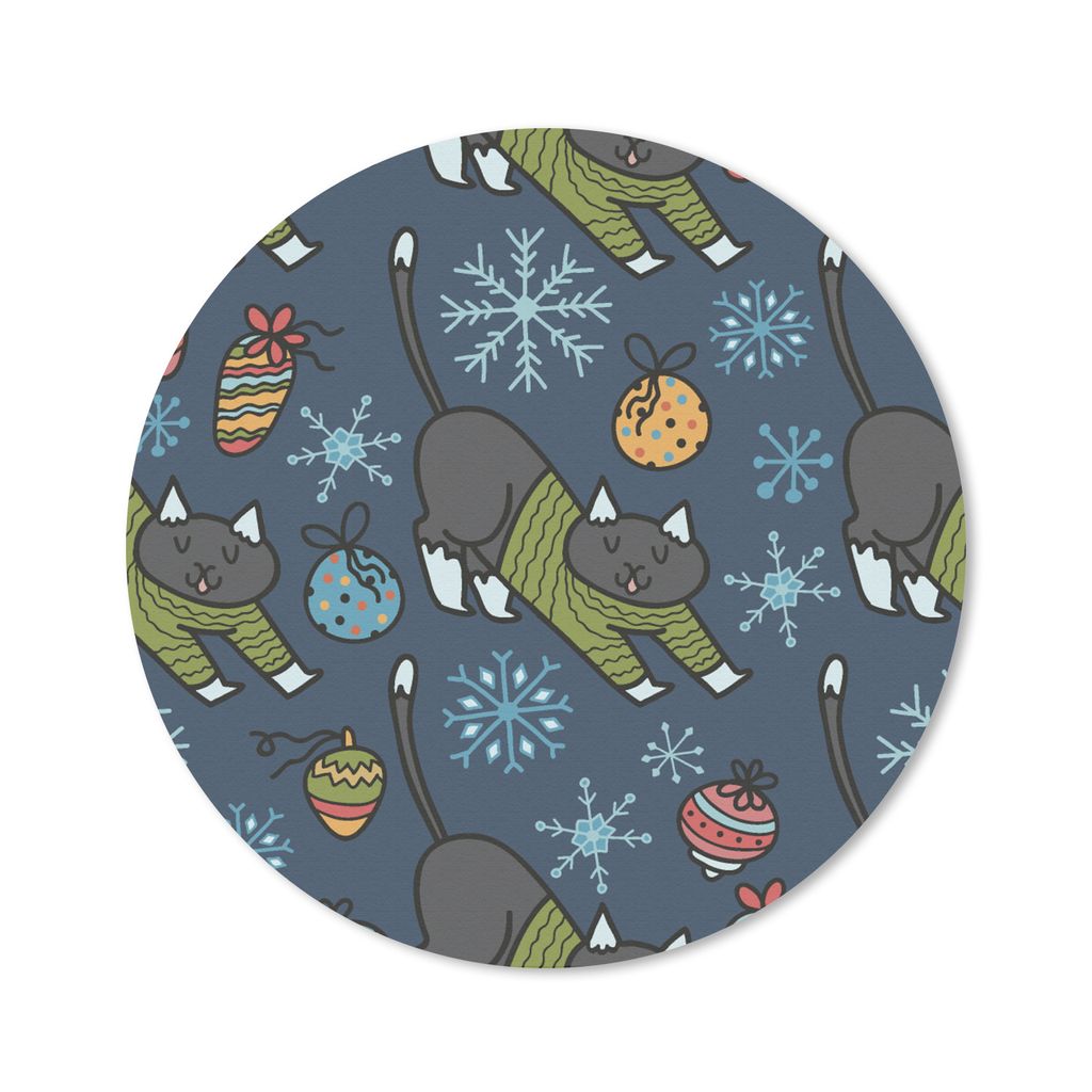MuchoWow Mauspad Mousepad Katzen - Schnee - Weihnachtskugel - Muster 30x30 cm - Mousepads - Maus Mat - Pad - Mausunterlage - Tischunterlage - Sch...