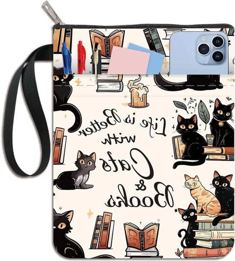 Pochette de protection pour livre avec fermeture éclair en tissu lavable