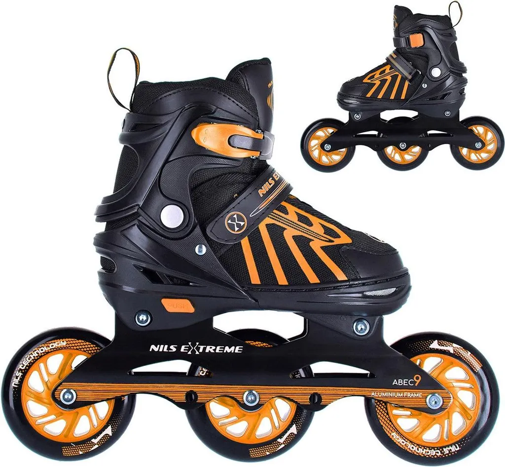 Patins à roues alignées réglables S 29-33, rollers orange anti-choc