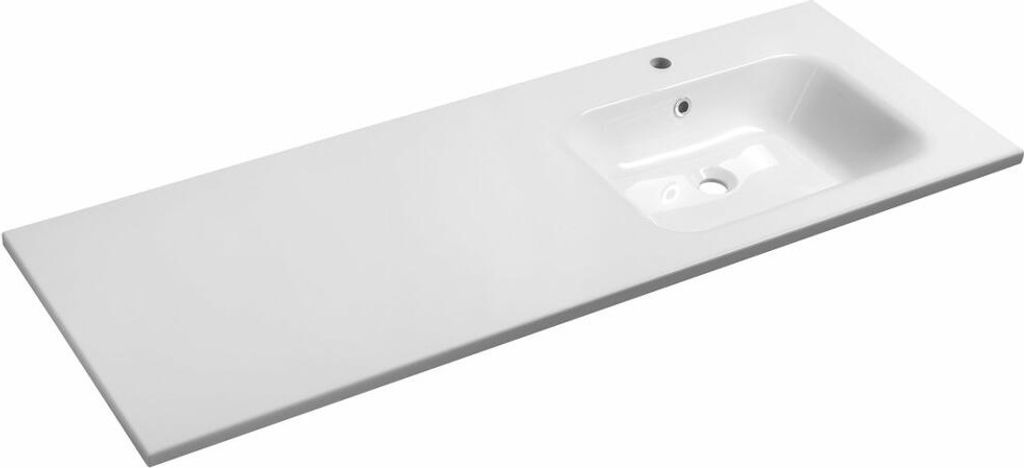 ARECA Gussmarmor-Waschtisch 141x51,5cm, rechts, weiß
