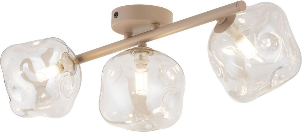 Spot Lampe Metall Rauchglas verstellbar Beige Cognac G9 3-flammig länglich Modern