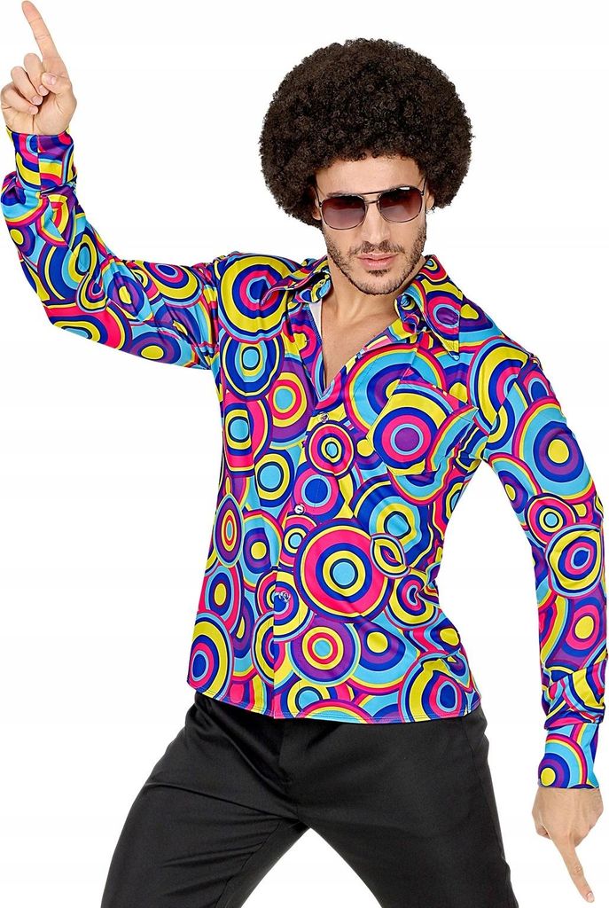 DISCO Shirt Bunte Kreise 70er 80er Outfit Kostüm Karneval Produktbild 