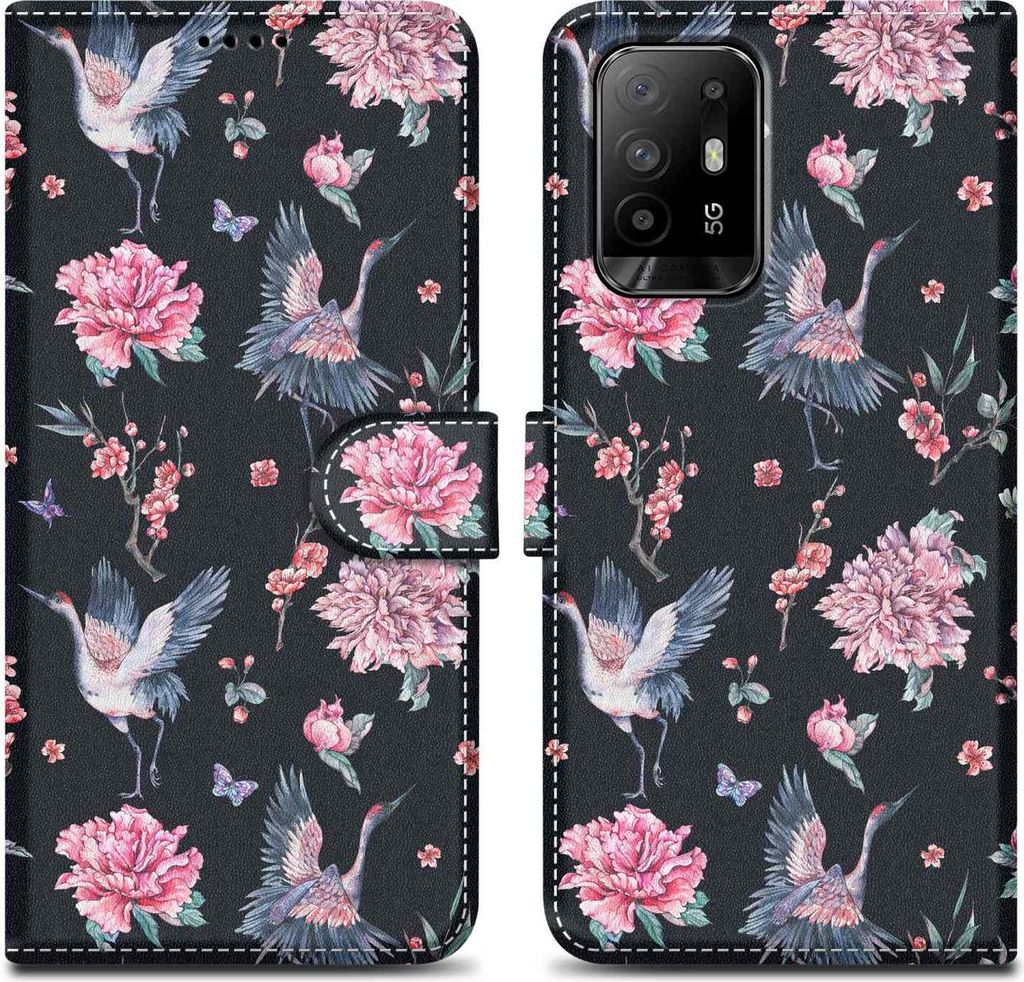 Cadorabo Schutzhülle für Oppo A94 5G Hülle Design Schwarz Handyhülle Schutzhülle Etui Magnetisch Case Cover