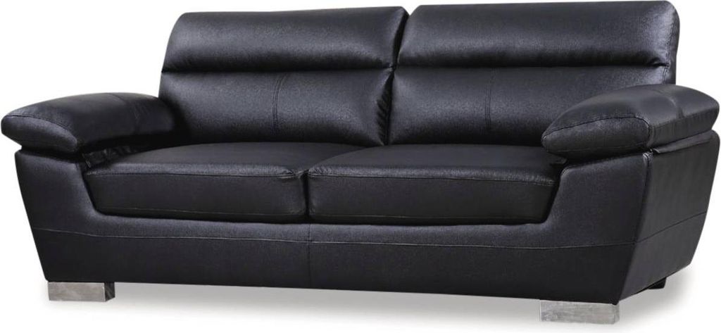Ledersofa aus rekonstituiertem Leder und PVC "Dallas" - 210 X 88 X 90 cm - 3-Sitzer - Schwarz