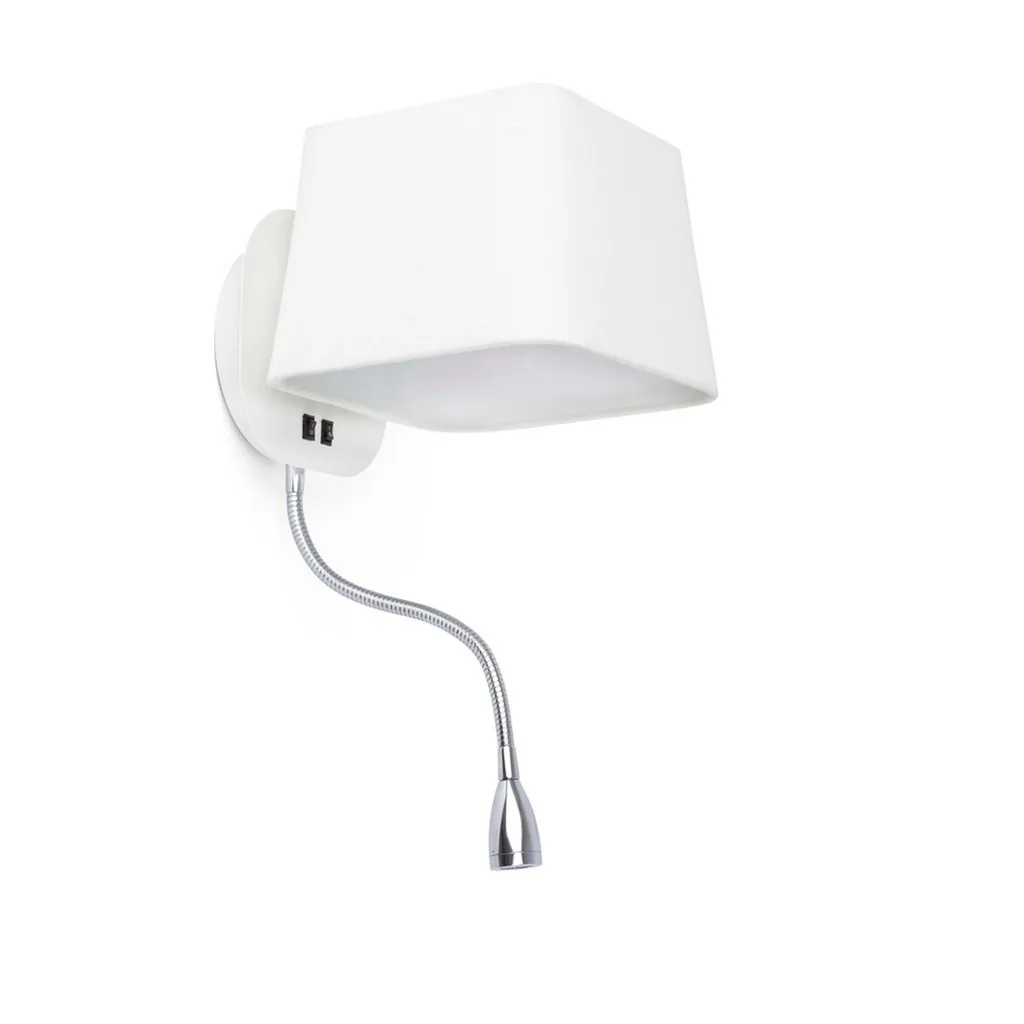 Applique murale SWEET avec liseuse LED orientable blanc mat Faro