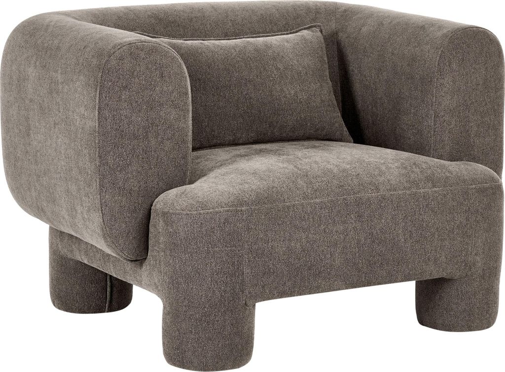 BELIANI Sessel Braun Stoff Gepolstert mit Kissen Dicke Beine Breite Armlehnen Organisches Modernes Design Wohnzimmersessel Polstersessel Stoffsessel