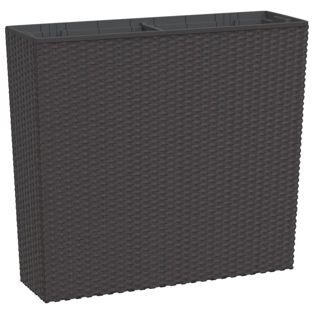 Bac à fleurs brun 12/44 L en PP-Rattan avec insert de plantation amovible