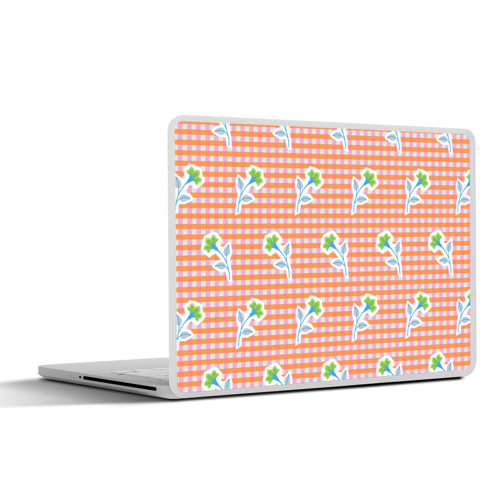 MuchoWow Laptop Aufkleber Sticker Cover Blumen - Rauten - Muster 32.5x23.5 cm - Sticker für Laptop - Selbstklebend