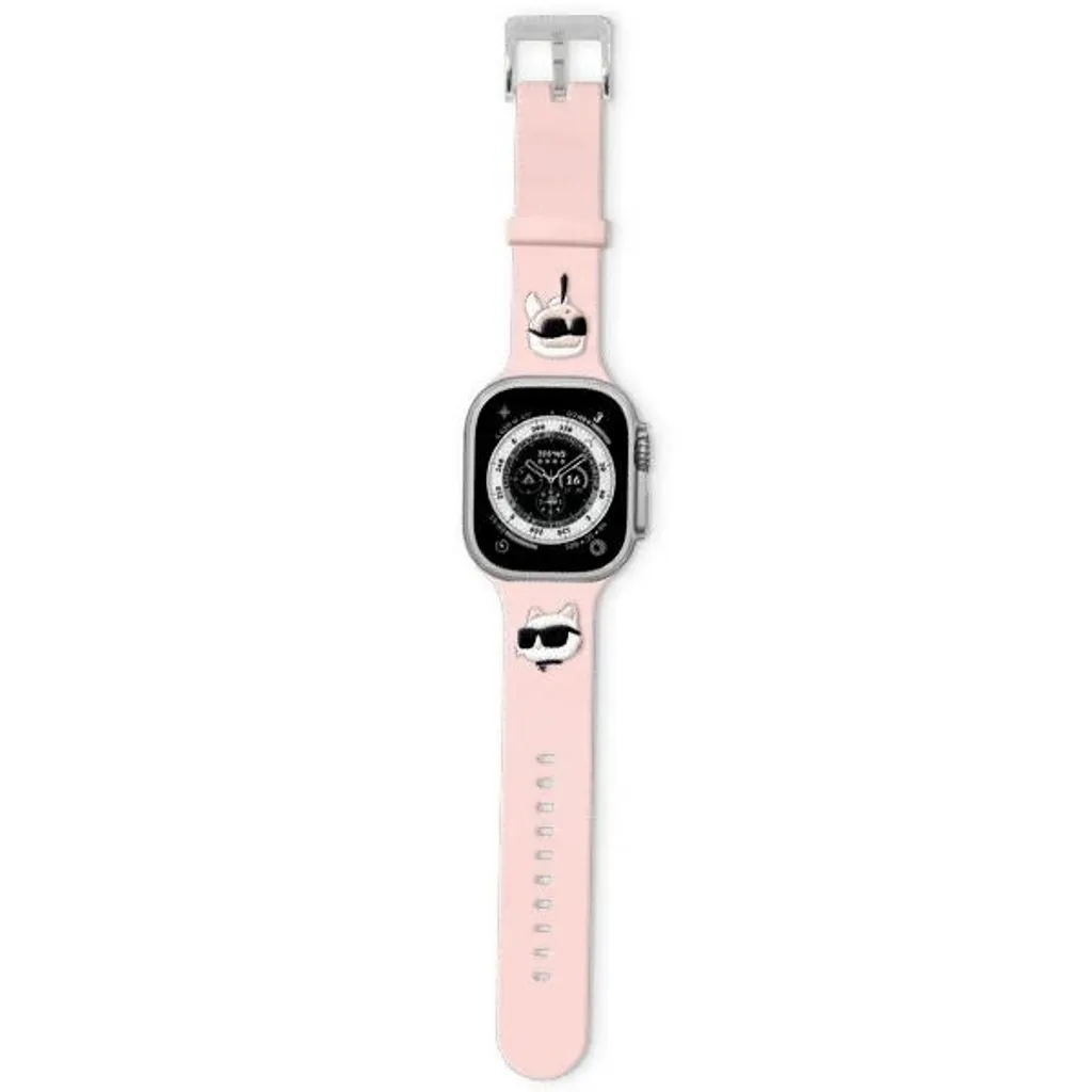 Karl Lagerfeld Pasek Klawmslkcnp Apple Watch 38/40/41Mm Różowy/Pink Strap 3D Rubber Karl&Choupette Heads