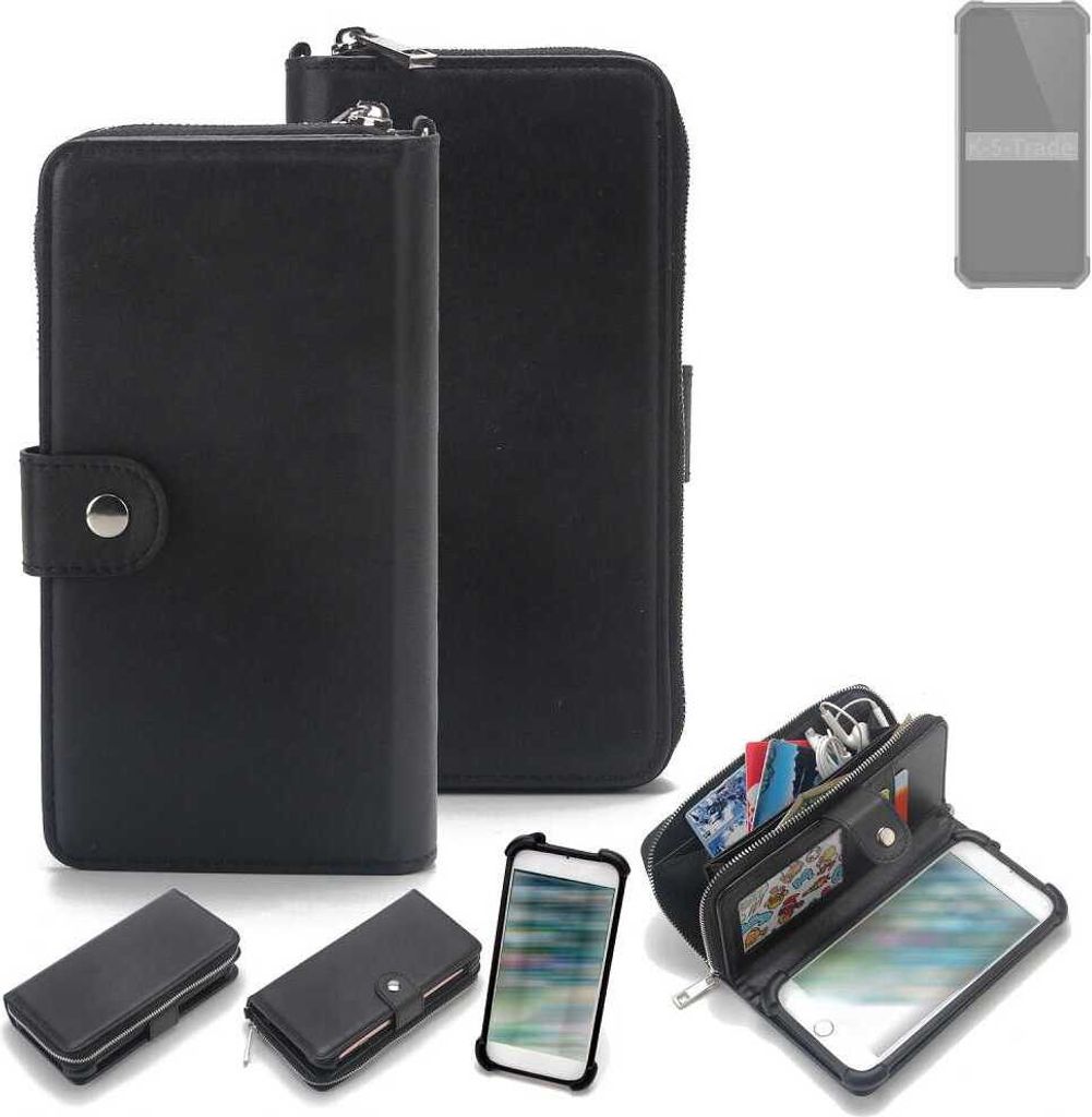 K-S-Trade 2in1 Handyhülle Schutzhülle kompatibel mit Oukitel WP27 & Portemonnee Cover Handy Hülle Case Etui Geldbörse Wallet Bookstyle Hülle
