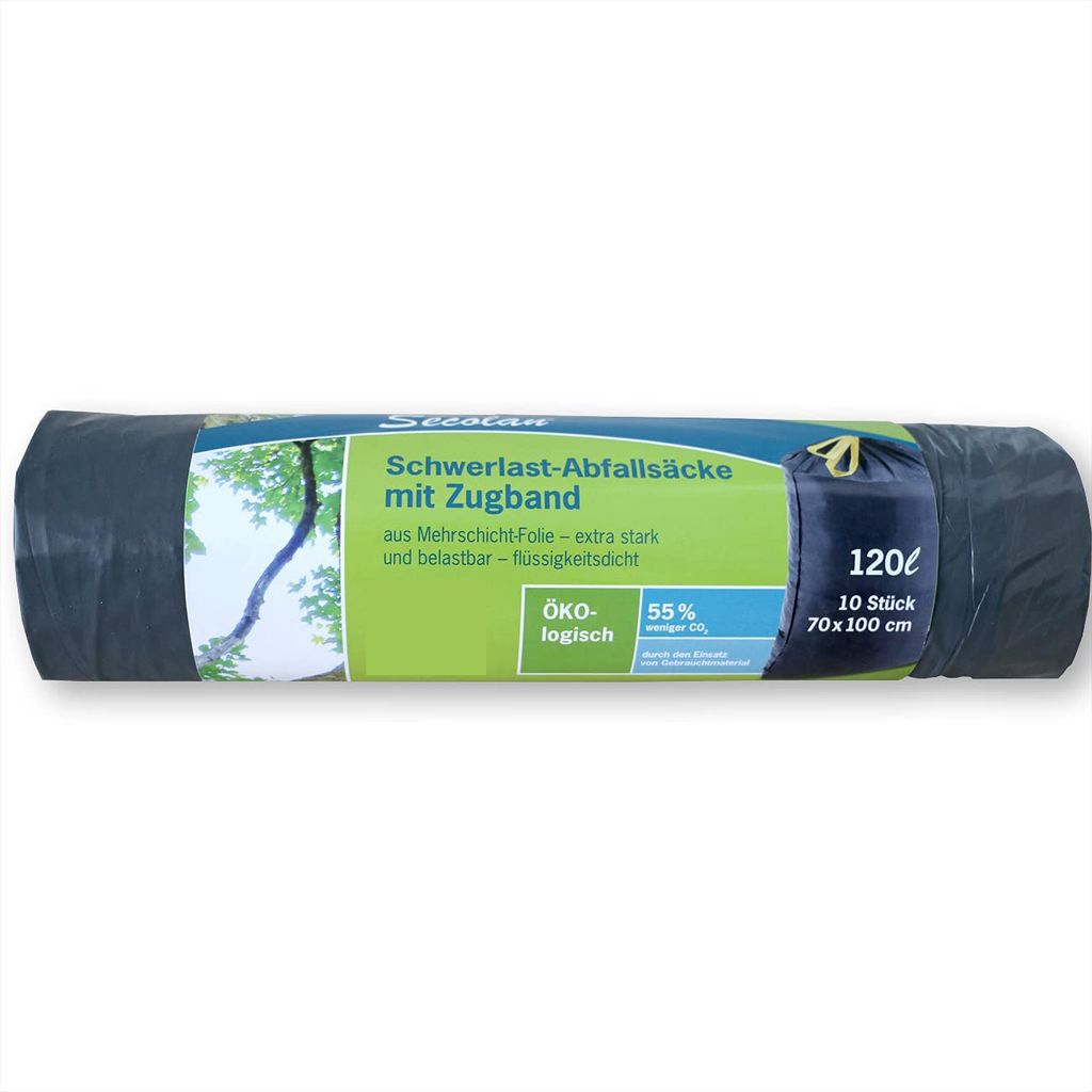 Secolan 2039919 Schwerlast-Abfallsack mit Zugband120 Liter Zdjęcie produktu 