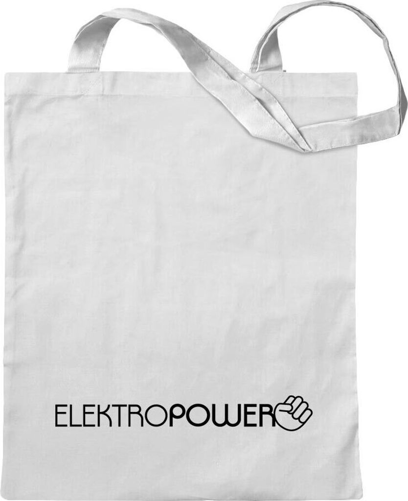 Kiwistar - Baumwolltasche - weiss - Elektropower - Tragetasche Stoffbeutel Umhängetasche Langer Henkel