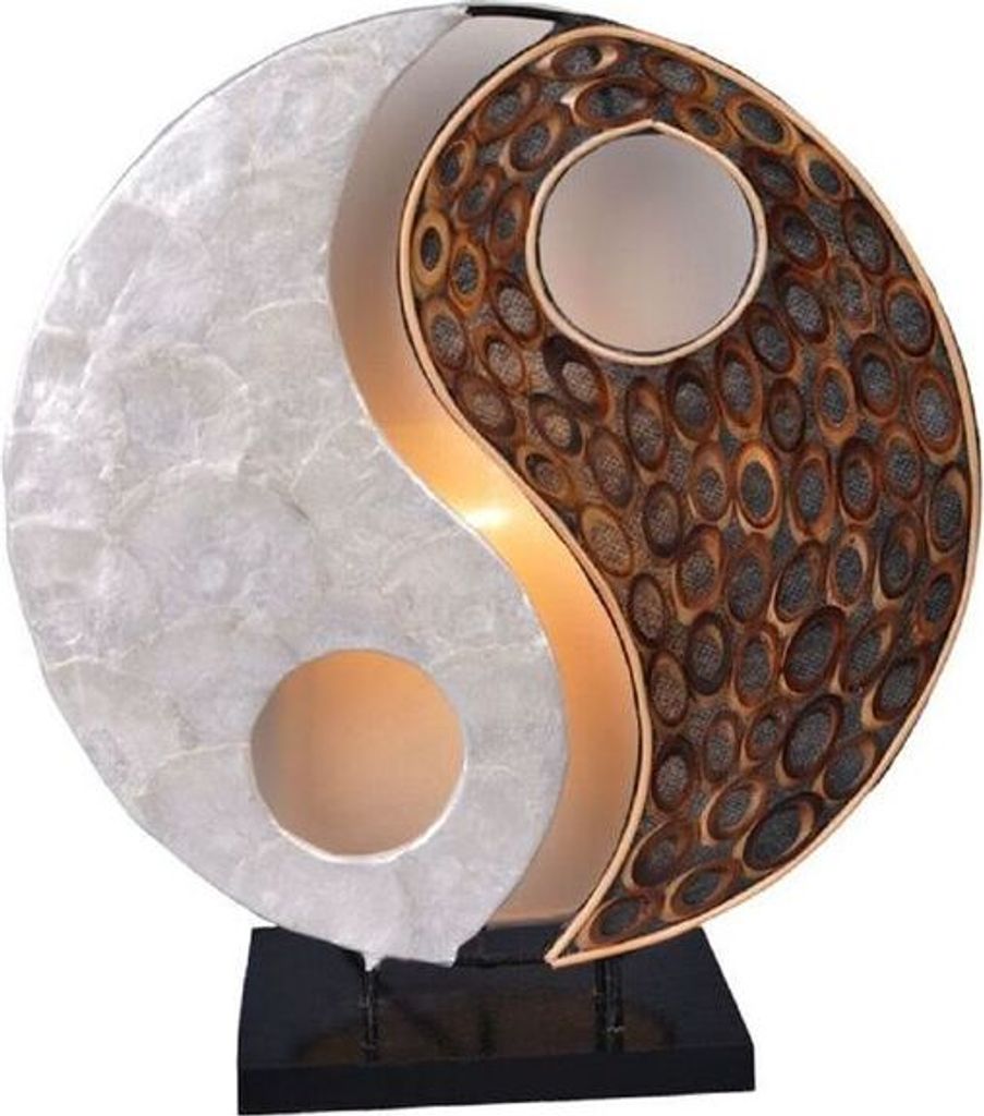 Deko-Leuchte YING YANG NATUR, rund, Natur-Material, Höhe Produktbild 