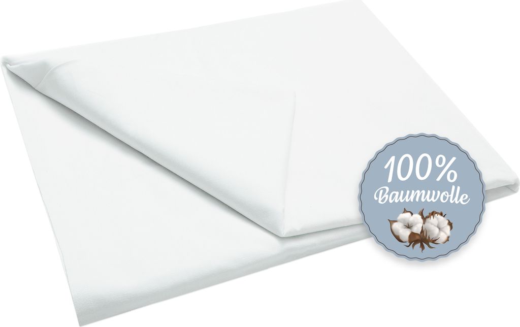 A white bedsheet is folded and displayed on a white background.