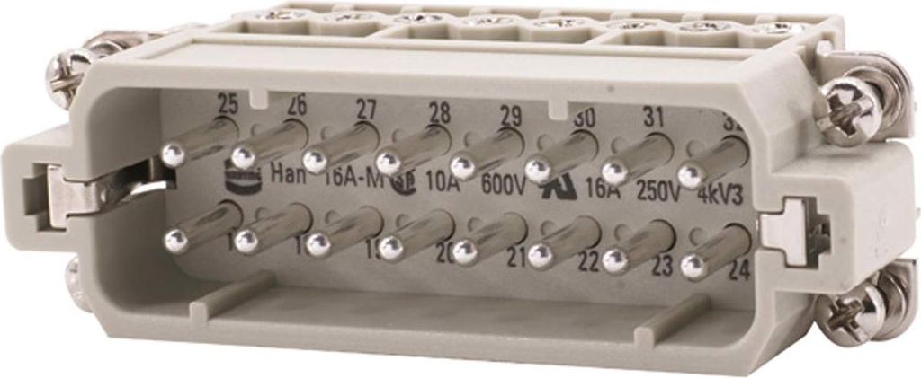 HARTING Han 16A Stifteinsatz (M) Schraubanschluss, 16-polig+PE 250V, 16A - 1 Stück