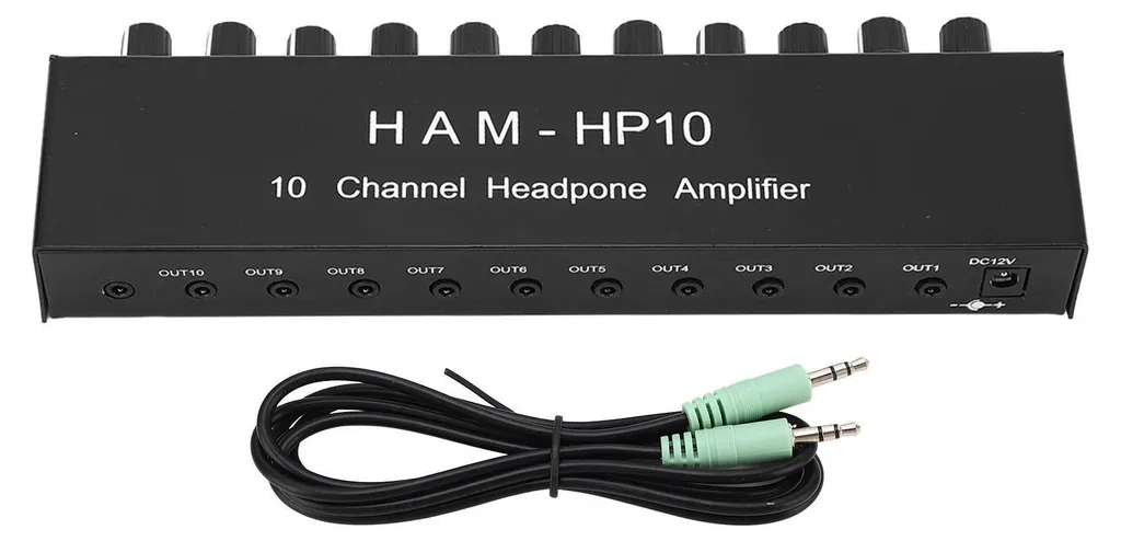 Amplificateur Casque Multicanal 10 Sorties avec Réglage de Volume Dédié