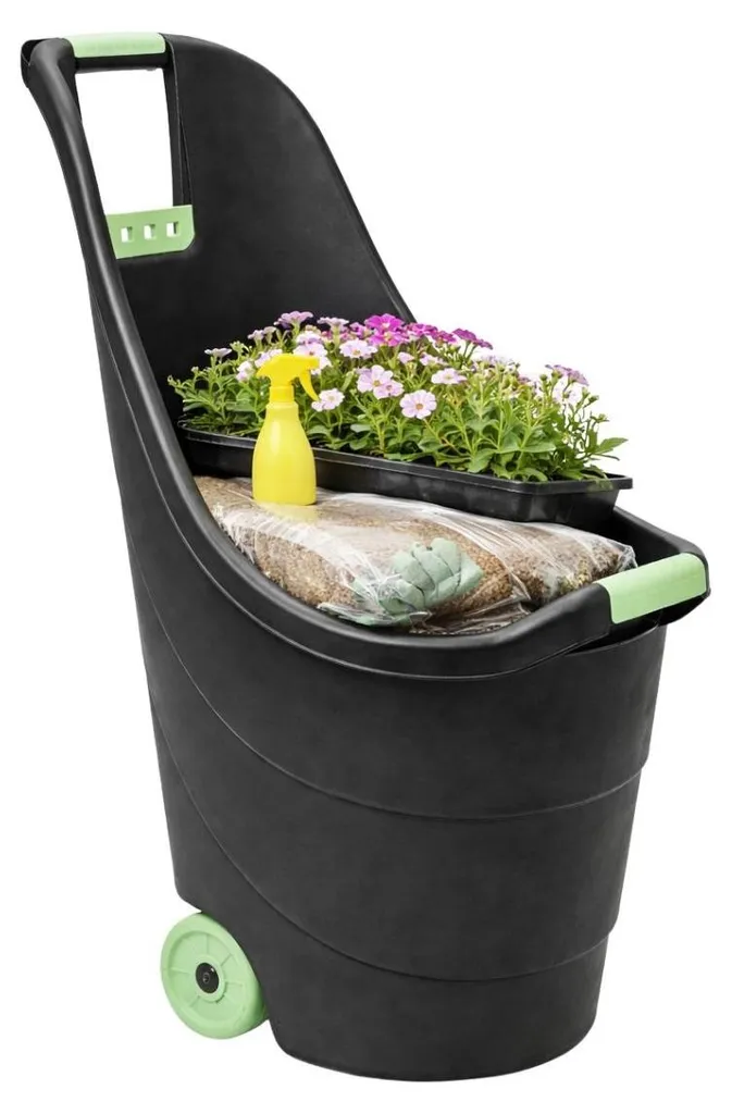 Chariot de jardin 62L 2 roues : transportez sans effort terre et bois