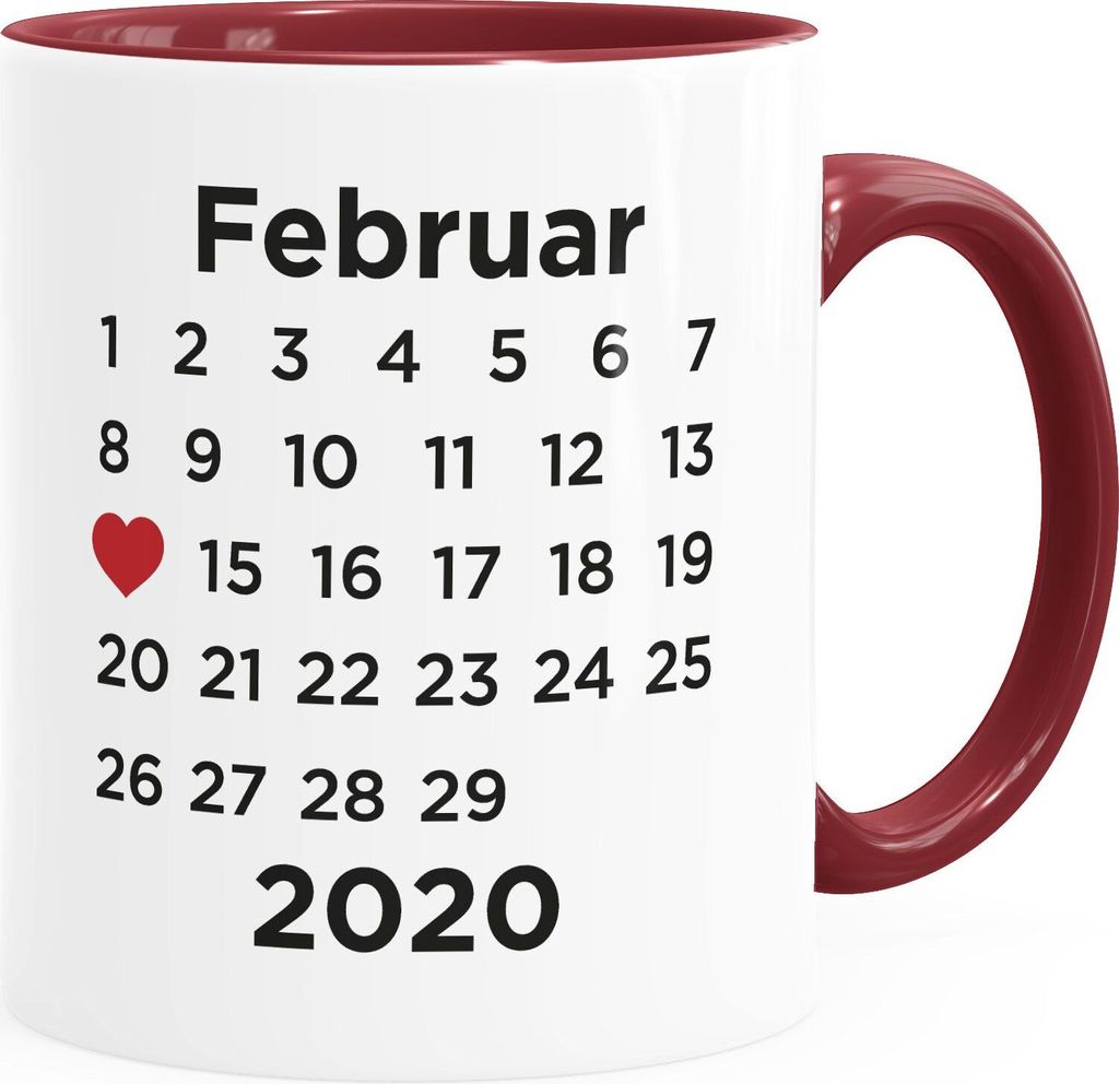personalisierte Kaffee-Tasse Kalender anpassbares Datum Geschenk Liebe Jahrestag Hochzeitstag Hochzeitsgeschenk SpecialMe inner-bordeaux Keramik-...