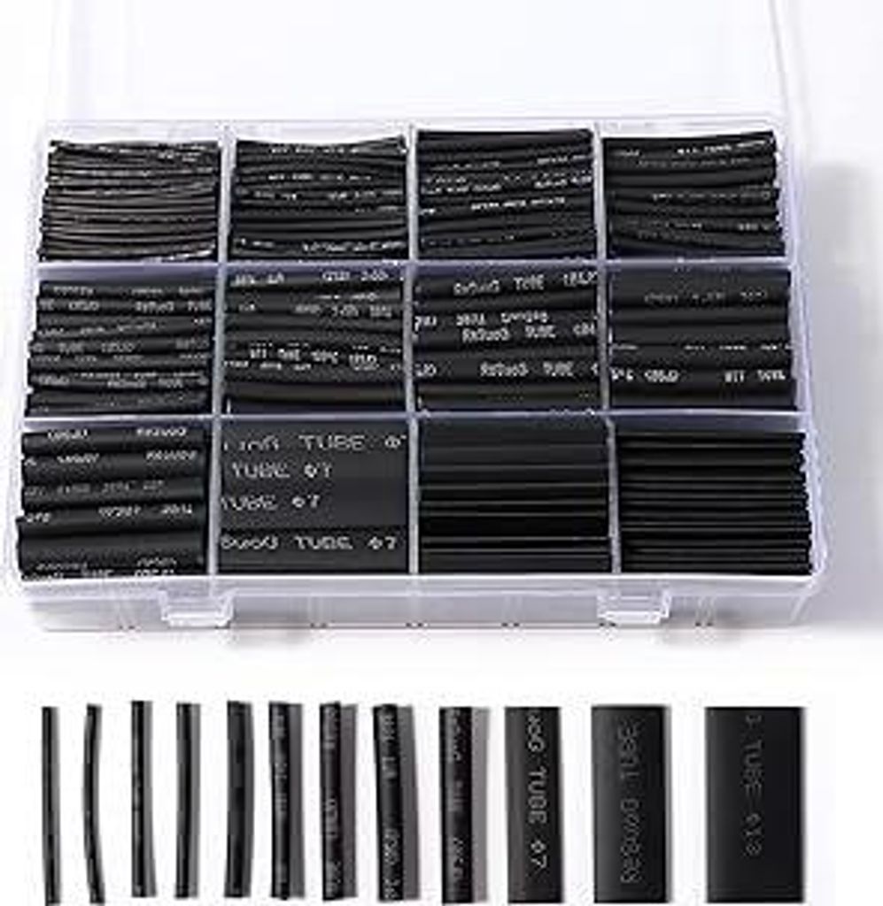 Vinabo 900 Stück Schrumpfschlauch Set, Schwarzer Wärmeschrumpfschlauch, Elektrische Isolierung, Wasserabweisend & Bruch Resistent, Kabelschlauch,...
