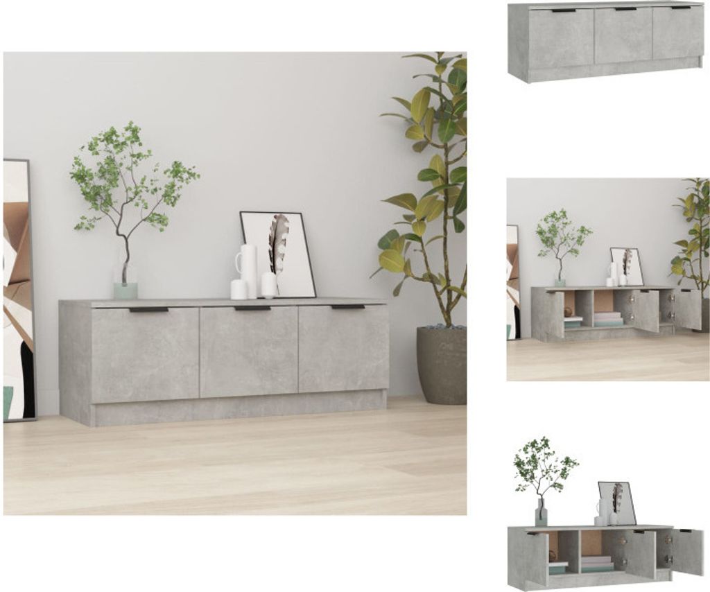 vidaXL TV-Schrank Betongrau 102x35x36,5 cm Holzwerkstoff - TV-Möbel