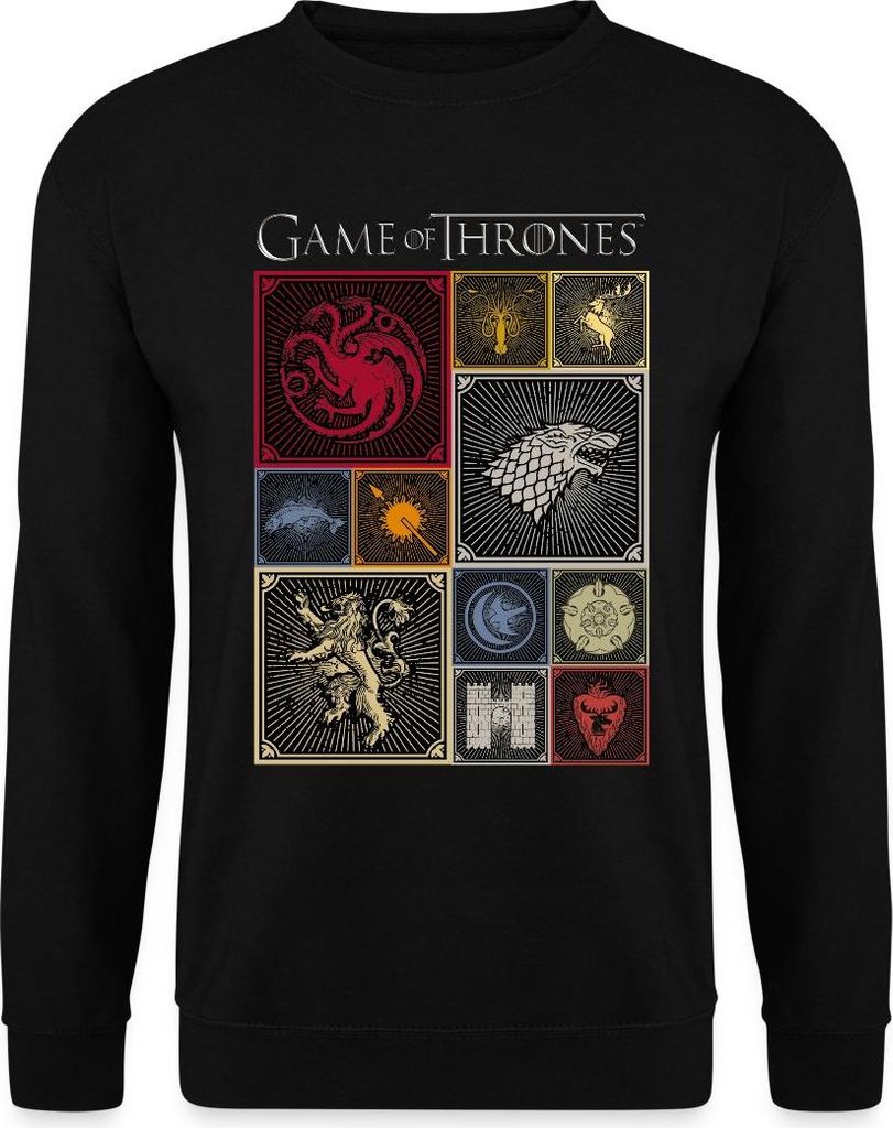 Spreadshirt Game Of Thrones Königshäuser Kacheln Uni Pullover, L, Schwarz