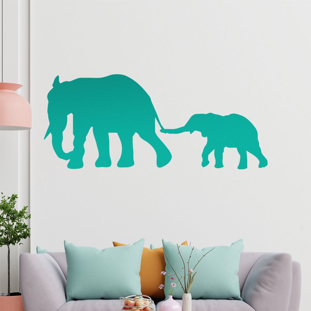 KIWISTAR Zwei Elefant Dickhäuter Wandtattoo in 6 Größen - Wandaufkleber Wall Sticker - Dekoration, Küche, Wohnzimmer, Schlafzimmer, Badezimmer