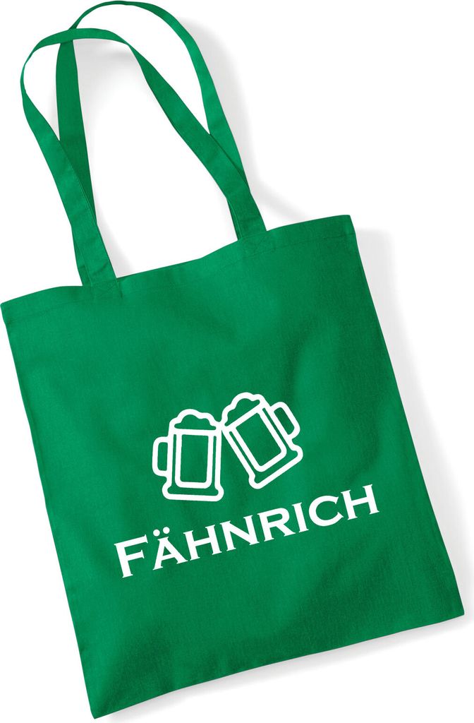 Huuraa Jutebeutel Fähnrich Schützenfest 10 Liter Kelly Green Baumwolle Tasche Geschenkidee