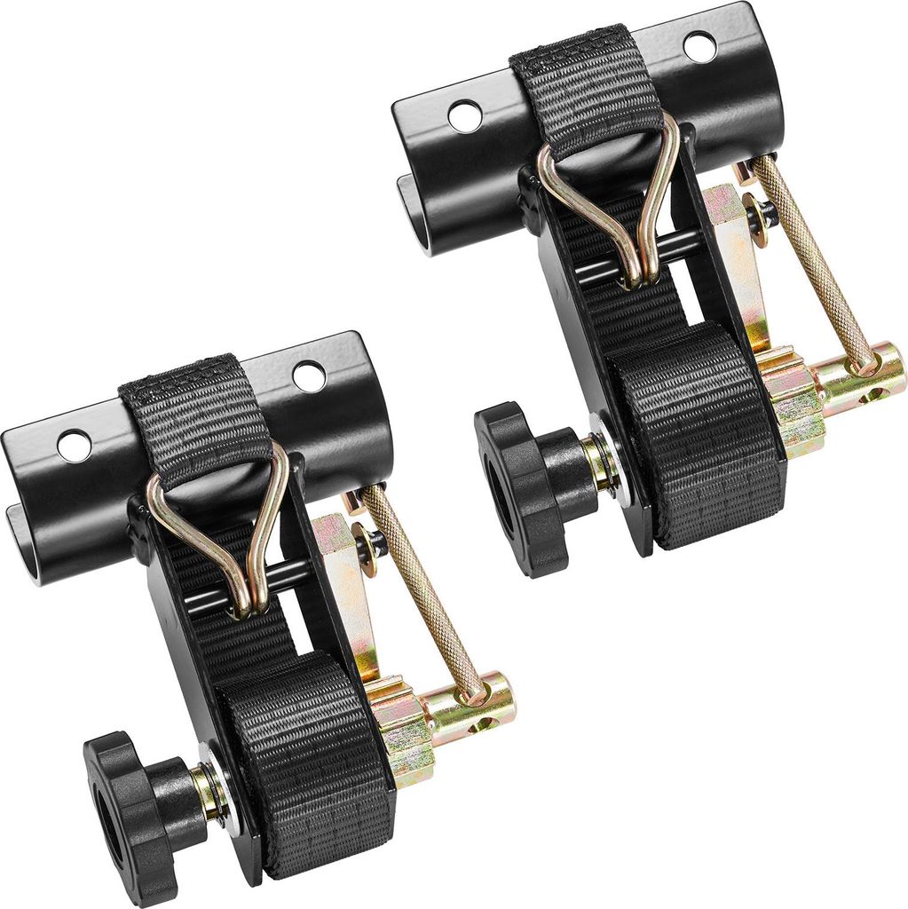 SucceBuy Spanngurte für Leitergestell, 47,5–50,8 mm, schwarze Rundrohrbefestigung, 38 mm x 2,25 m, Ratschengurte mit doppelten J-Haken, 226,8 kg...