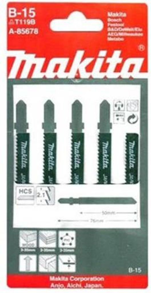 Stichsägeblatt 50Mm B15 Holz 5 Stück Makita