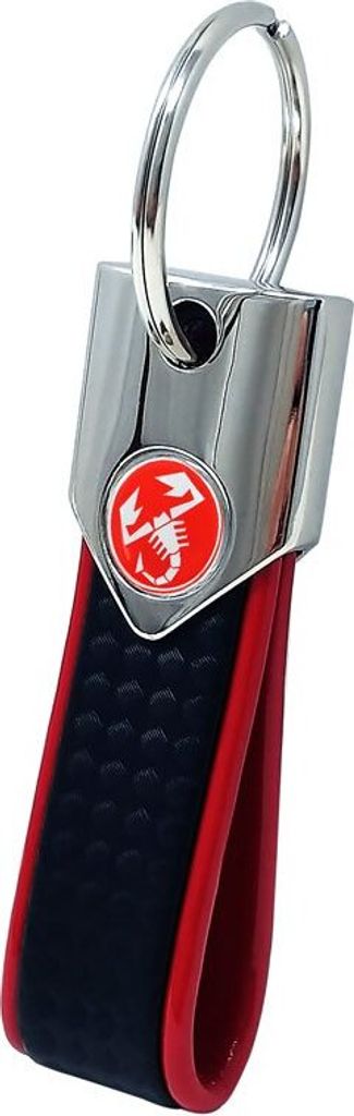 Abarth Offizielle Schlüsselanhäng, Rot und Karbon mit Rotem Skorpion
