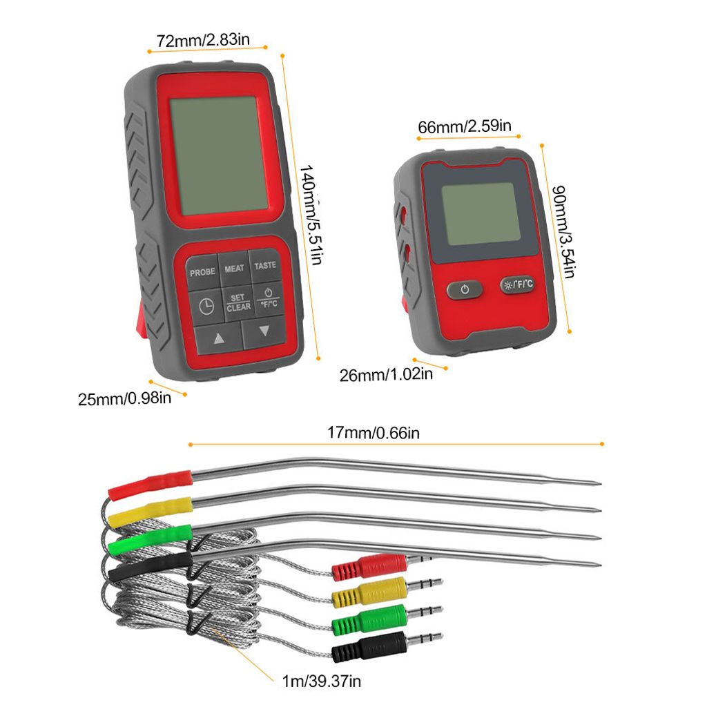 Intelligentes digitales Fleischthermometer, kabellos, mit zwei Sonden, sofort ablesbares magnetisches Lebensmittelthermometer, APP-Steuerung mit Ze...