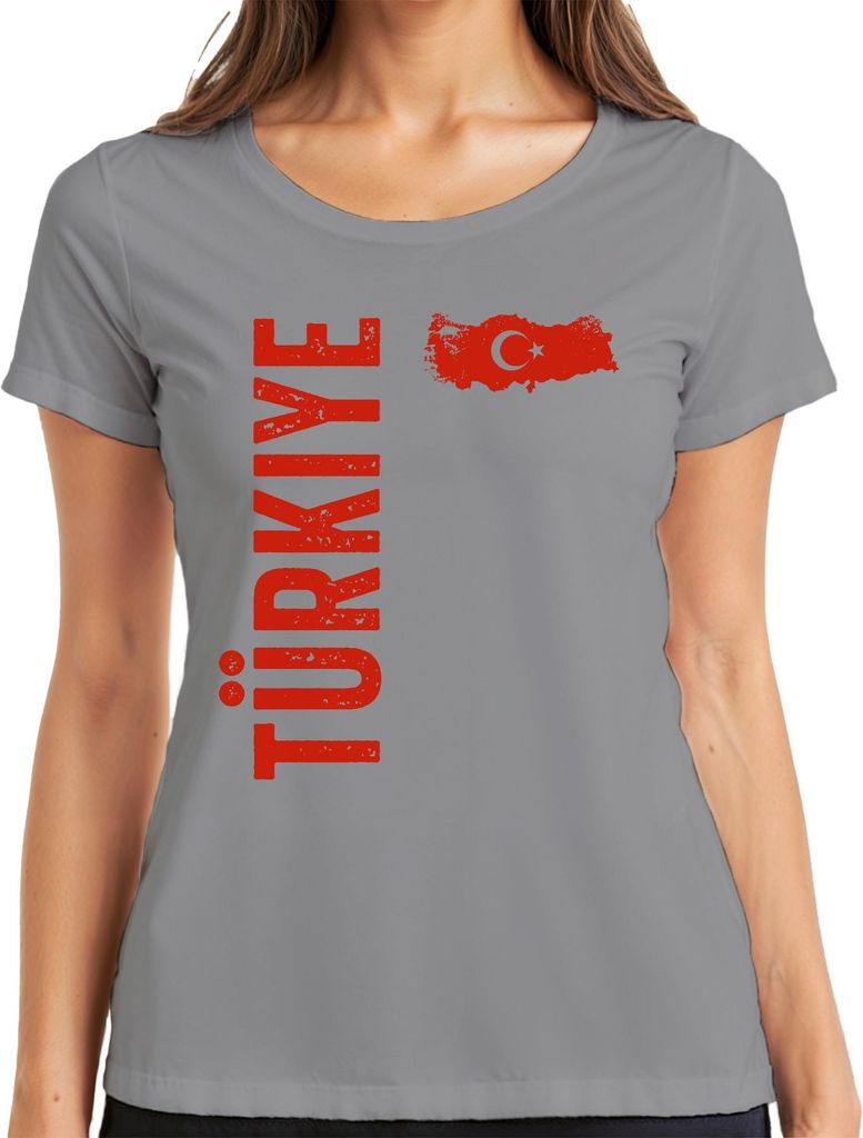 Türkiye Türkei Fan türkische Flagge Fußball WM 2026 EM 2028 Damen T-Shirt, Grau, XXL